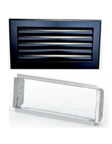 Grille lames courbes noires (RAL9016) + contre-cadres - clim-split.com