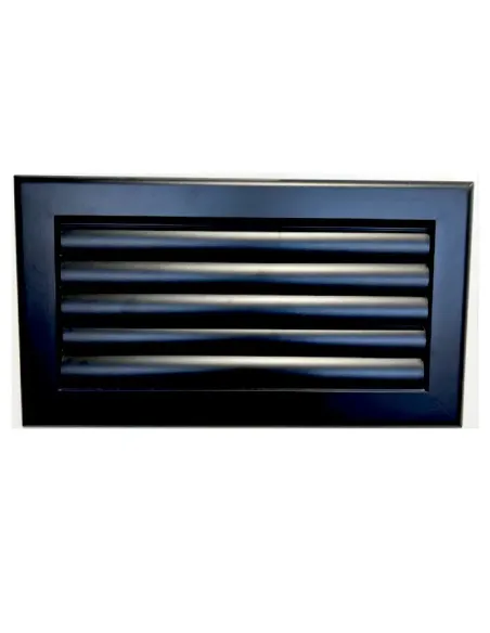 Grille lames courbes noires (RAL9016) + contre-cadres - clim-split.com