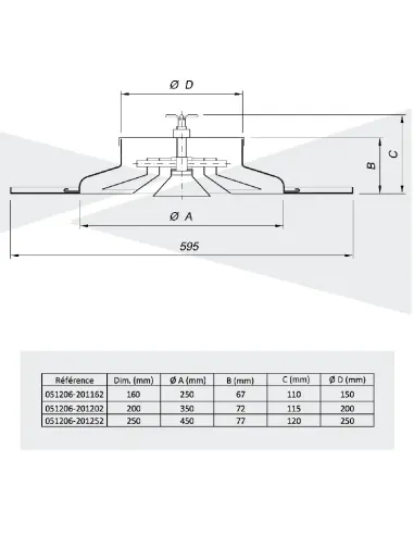 Diffuseur circulaire 600x600 réglable