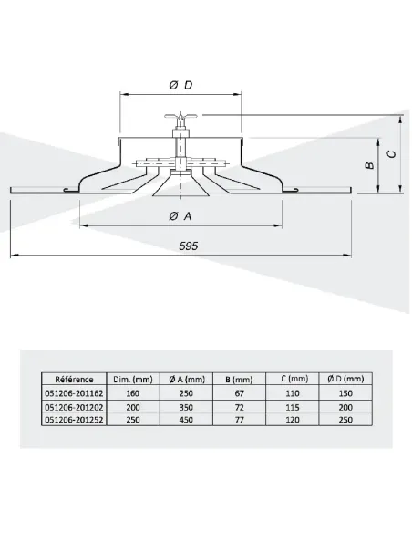 Diffuseur circulaire 600x600 réglable