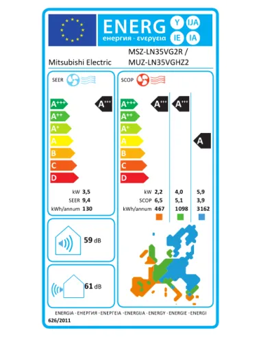 Climatiseur HYPER HEATING Mono Split MSZ-LN35VG2R / MUZ-LN35VGHZ2MITSUBISHI ELECTRIC