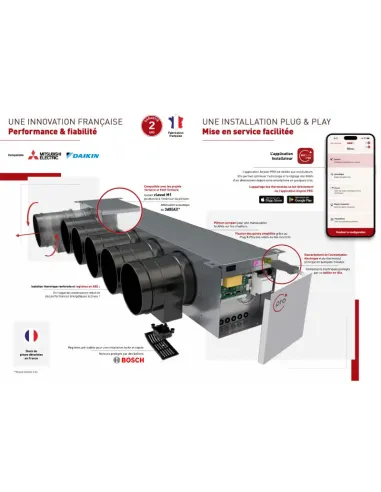 Plenums Airpilot pour gainable Mitsubishi PEAD-M 60/71 4 Sorties
