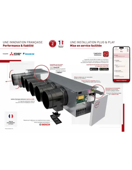 Plenums Airpilot pour gainable Mitsubishi PEAD-M 60/71 4 Sorties
